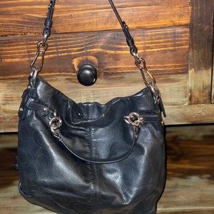 Coach Brook Med Perforated Black Leather Tote